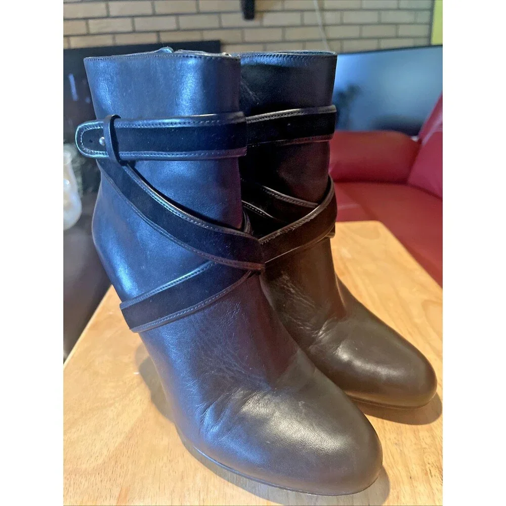 Cole Haan Air Talia Women's Leather Strappy Booties, Black, Size 9.5, 4